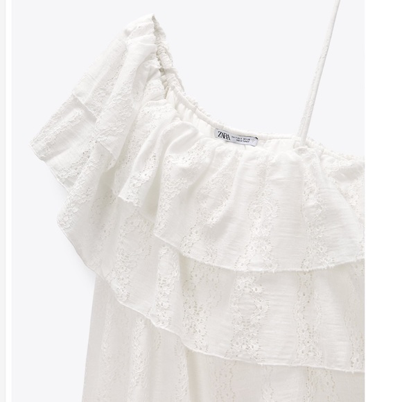 NWT-Zara FRILLED ASYMMETRIC DRESS Size Small - Picture 3 of 7